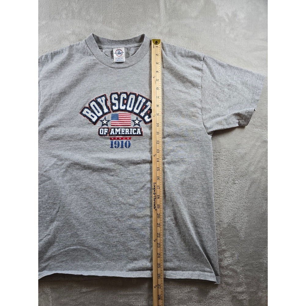 Vintage Boy Scouts of America T Shirt L Fit M Gray Delta Pro Made USA Y2K *Read - Picture 6 of 8